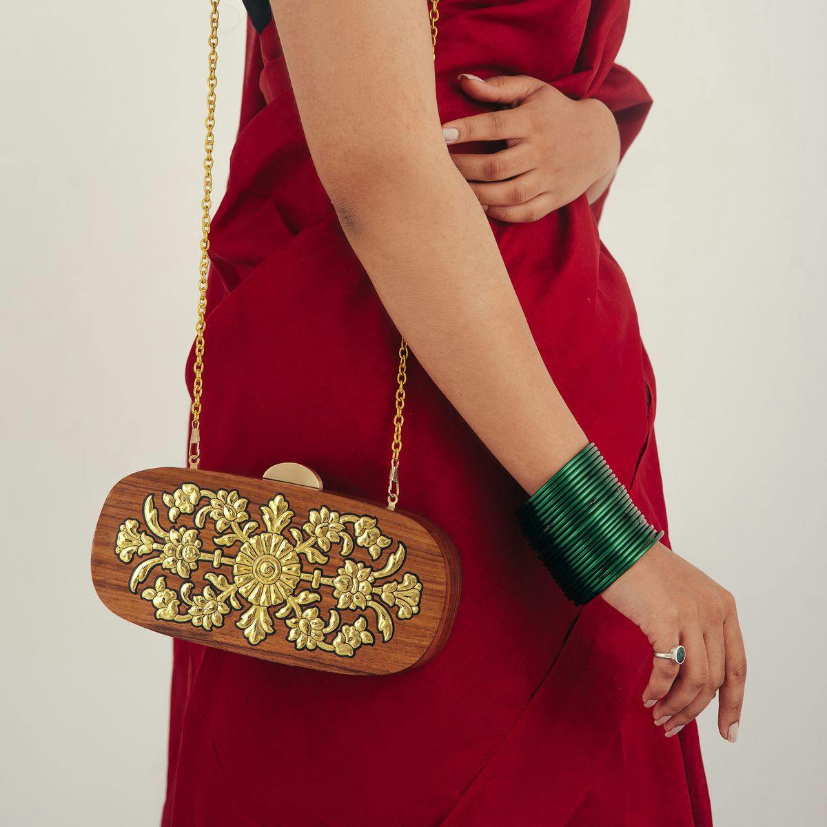 Badal Clutch Ustaa 24K Gold Foil Regal Art India Craft Boho