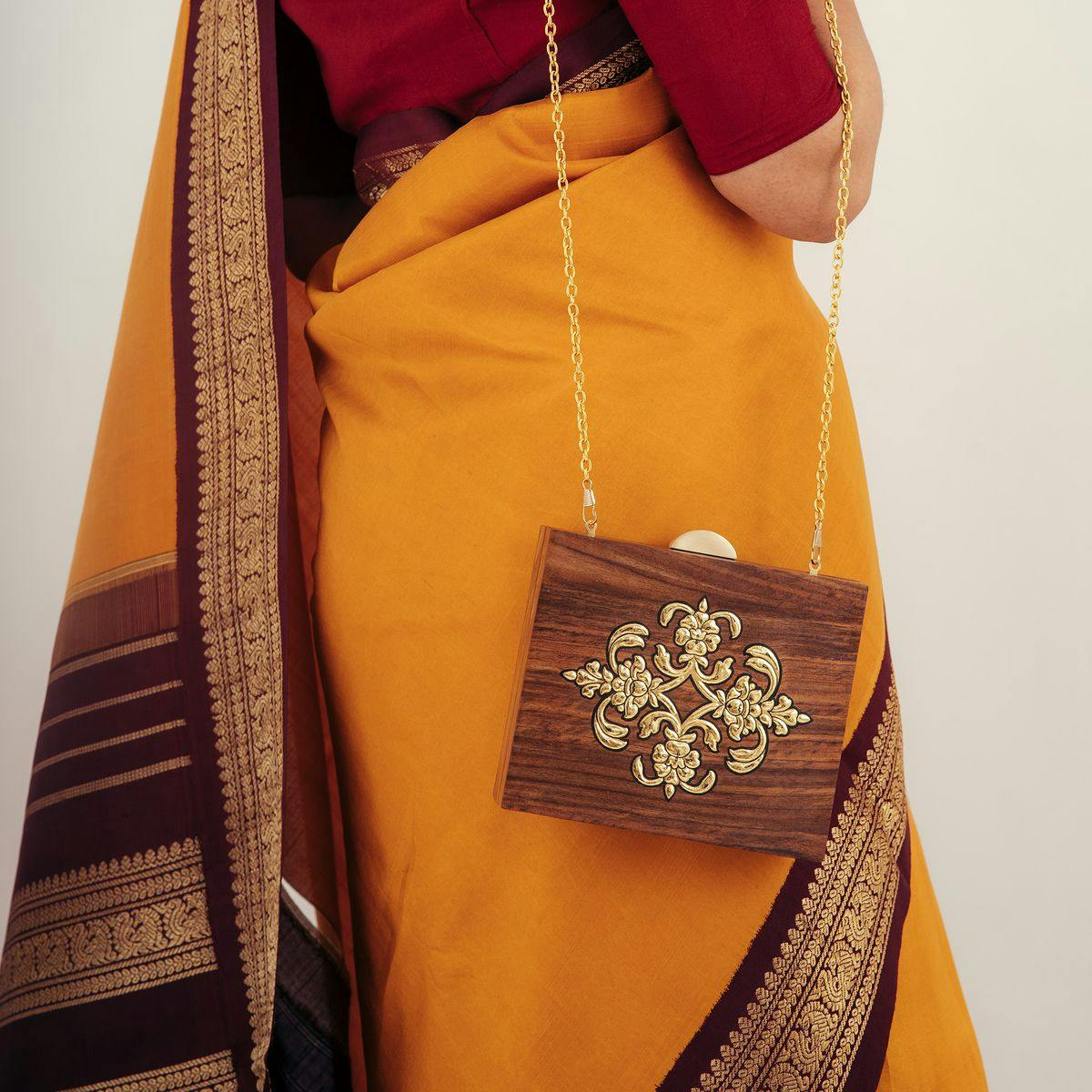 Akashganga Clutch 24K Gold Foil Ustaa Rajasthan Craft Art India Boho Regal Royal Elegant