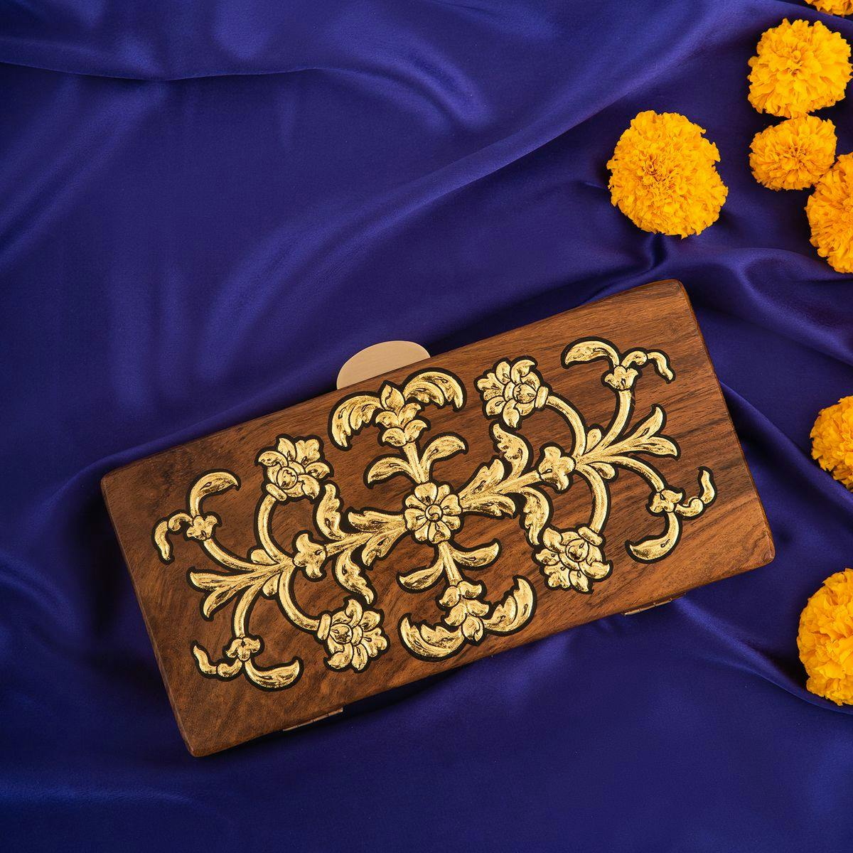 Nakshatra Clutch 24K Gold Foil Ustaa Rajasthan Craft India Art Boho