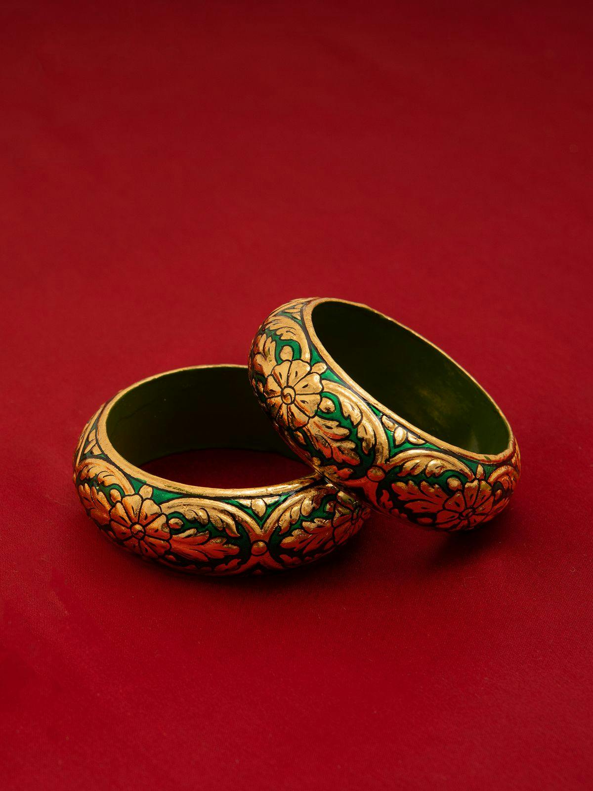 Kairi Green Gold Mango Ustaa Rajasthan Bangle Art Craft India Regal